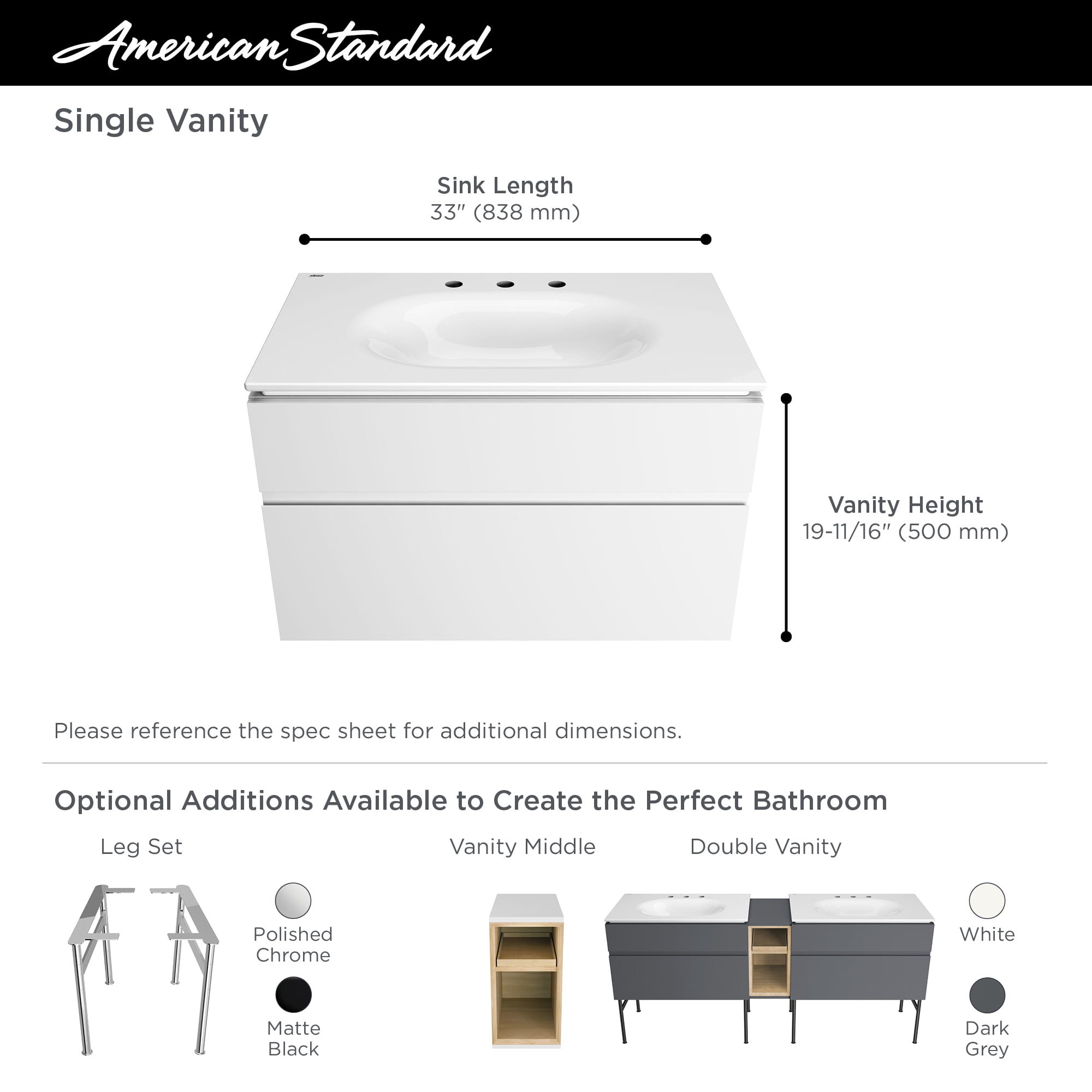 Studio S 33 in Vitreous China Vanity Sink Top 8 in Centers WHITE